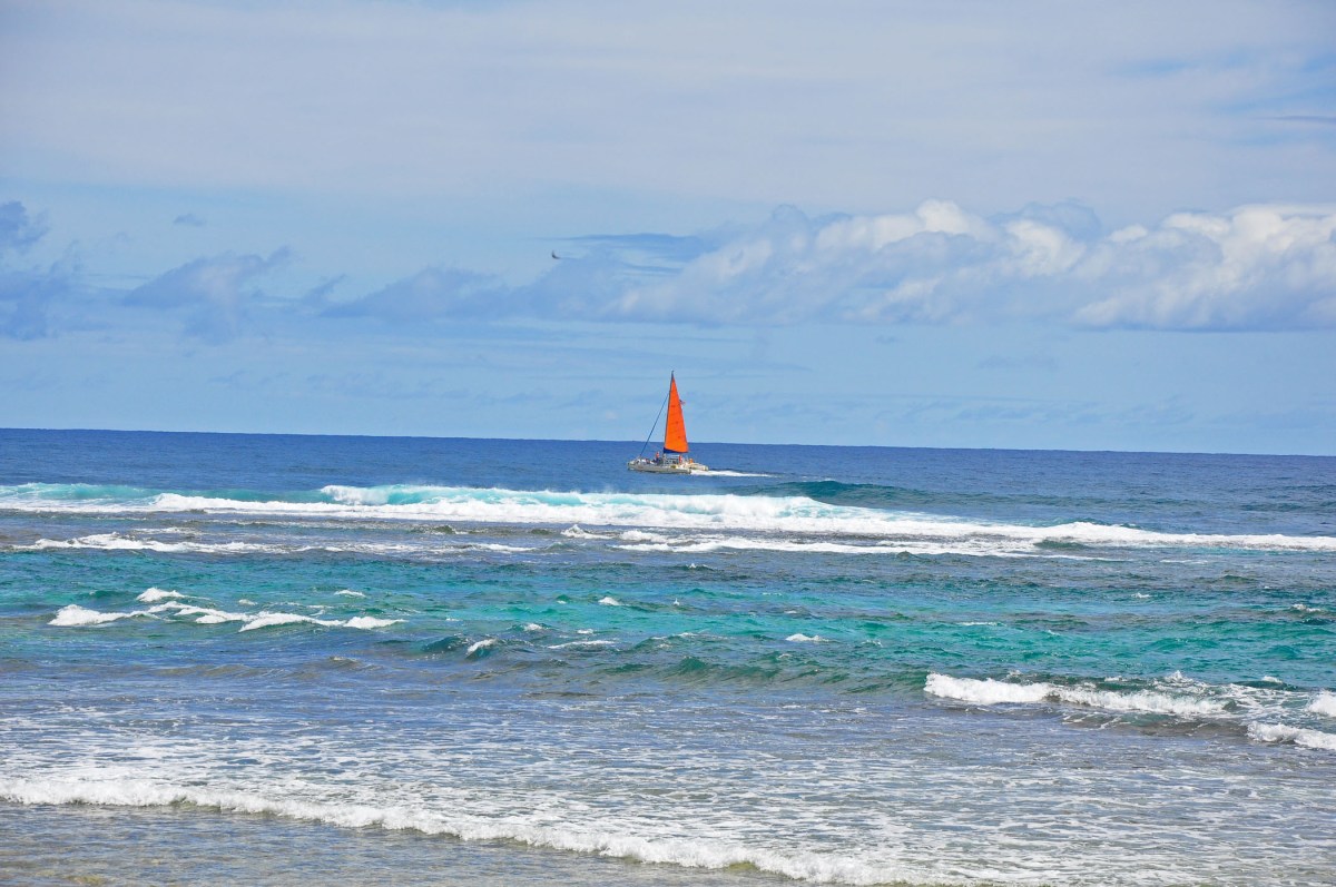 Hanalei Bay red sail